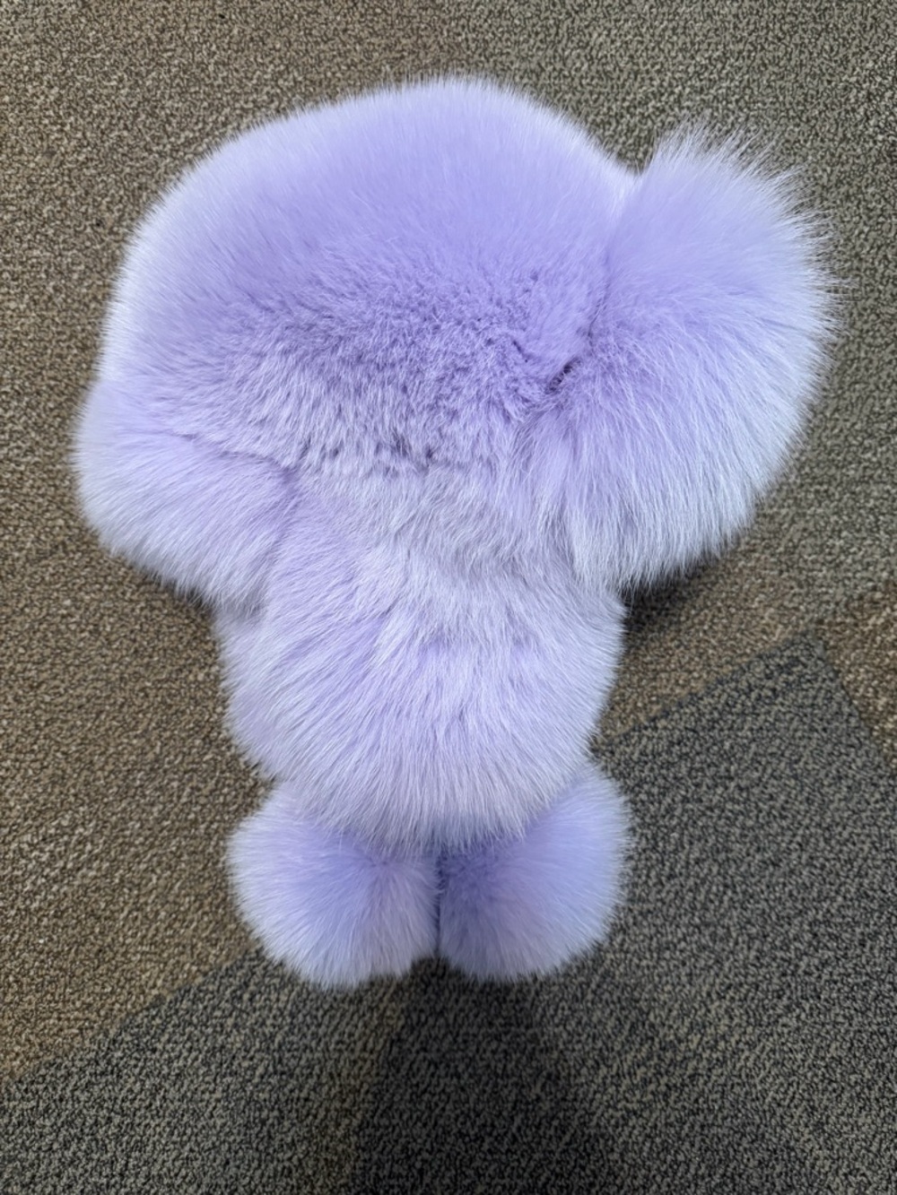 Plush Lavender Fur Hat (Ushanka) with detachable Pom-Poms